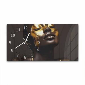 Wandklok 60x30 Luxe Goud/Zwarte Textuur