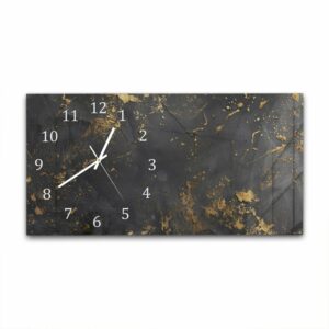 Wandklok 60x30 Zwart/Goud Ruwe Textuur