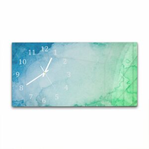 Wandklok 60x30 Groen-Blauwe Waterverf